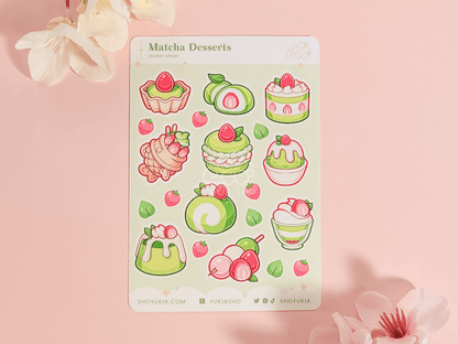 Matcha Japanese Desserts Mini Sticker Sheet - Yukia Sho Studios Ltd.