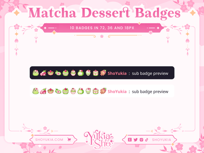 Matcha Japanese Desserts Sub Badges - Yukia Sho Studios