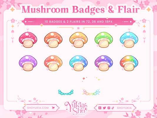 Mushroom Sub Badges & Flair - Yukia Sho Studios