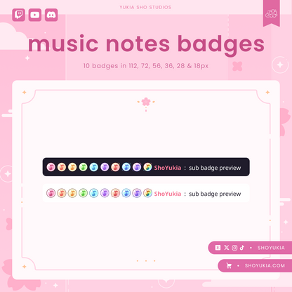 Music Notes Sub Badges