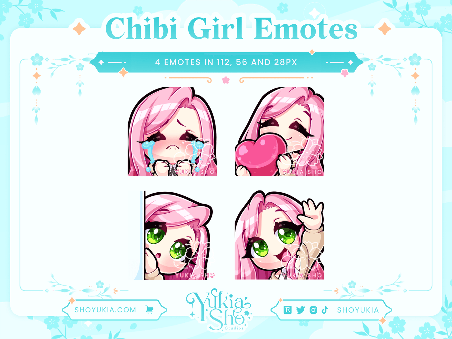 Pink Hair Chibi Emotes (Set 1) - Yukia Sho Studios