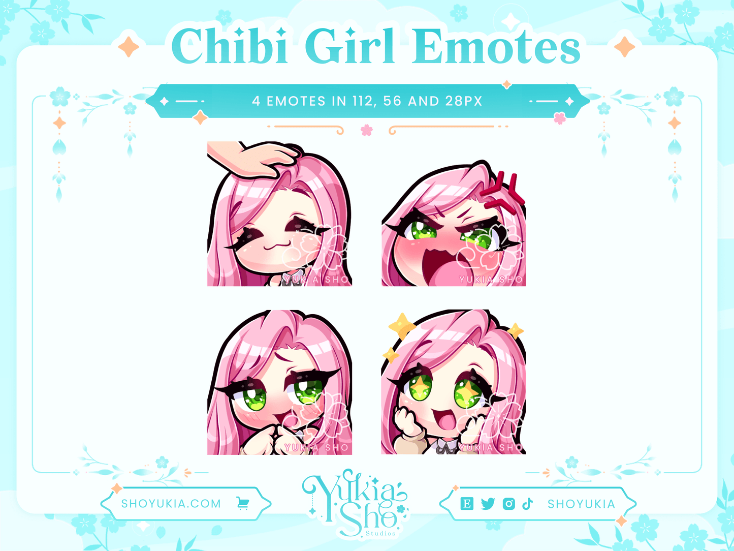 Pink Hair Chibi Emotes (Set 2) - Yukia Sho Studios