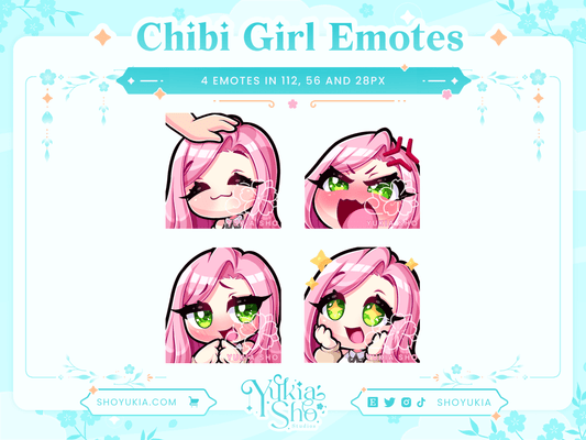 Pink Hair Chibi Emotes (Set 2) - Yukia Sho Studios