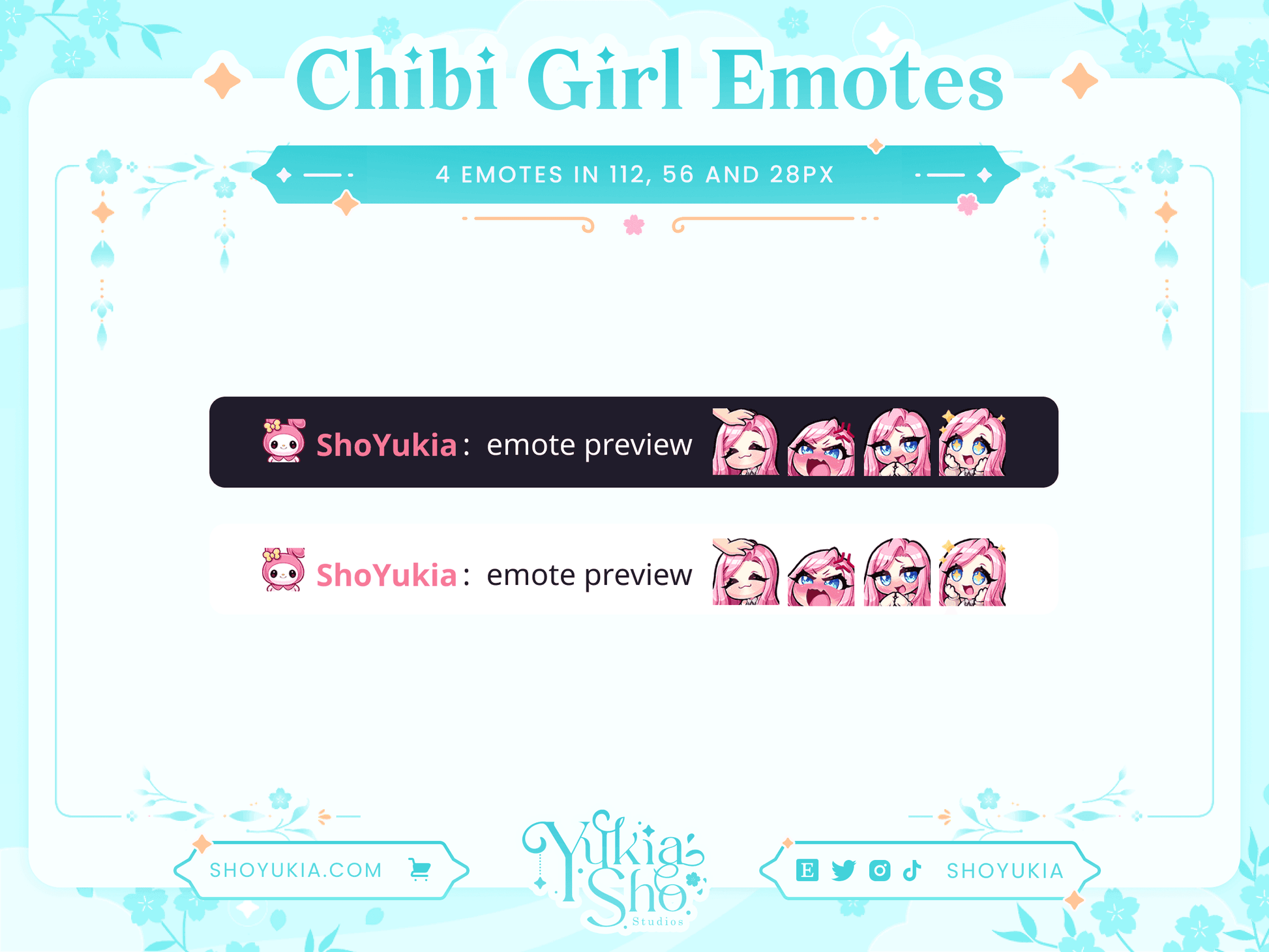 Pink Hair Chibi Emotes (Set 2) - Yukia Sho Studios