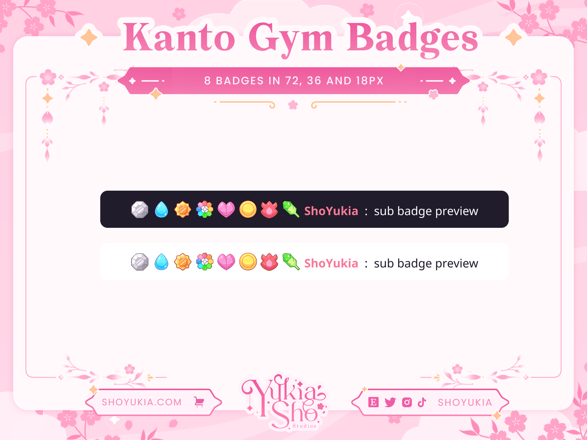 PKMN Kanto Gym Sub Badges - Yukia Sho Studios