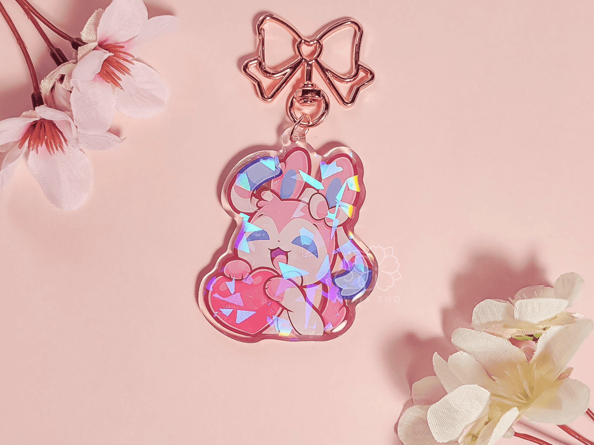 PKMN Sylveon Heart 2.5" Acrylic Keychain Charm - Yukia Sho Studios Ltd.