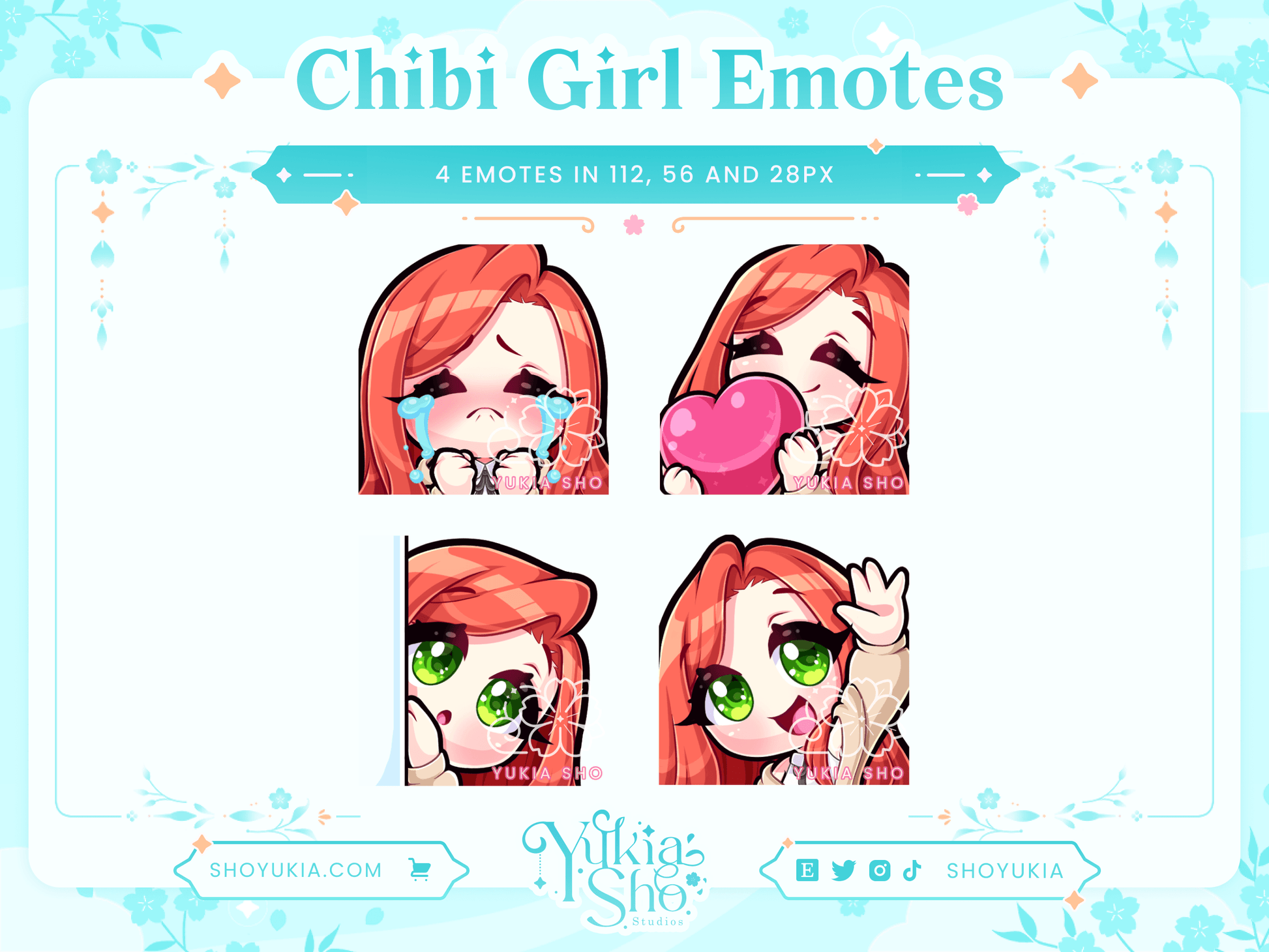 Red Hair Chibi Emotes (Set 1) - Yukia Sho Studios