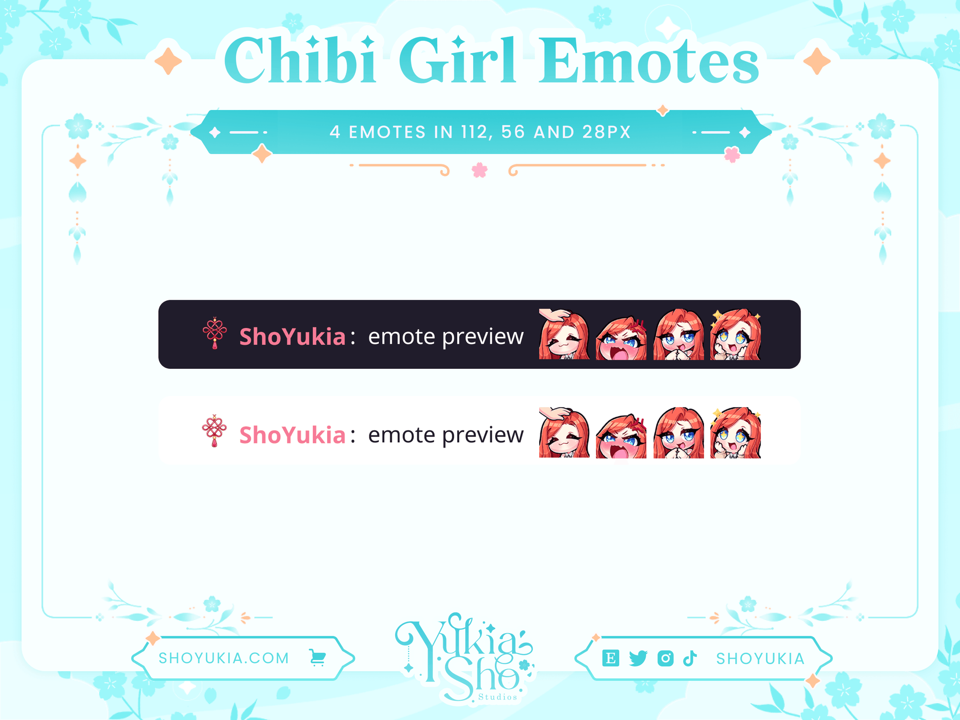 Red Hair Chibi Emotes (Set 2) - Yukia Sho Studios
