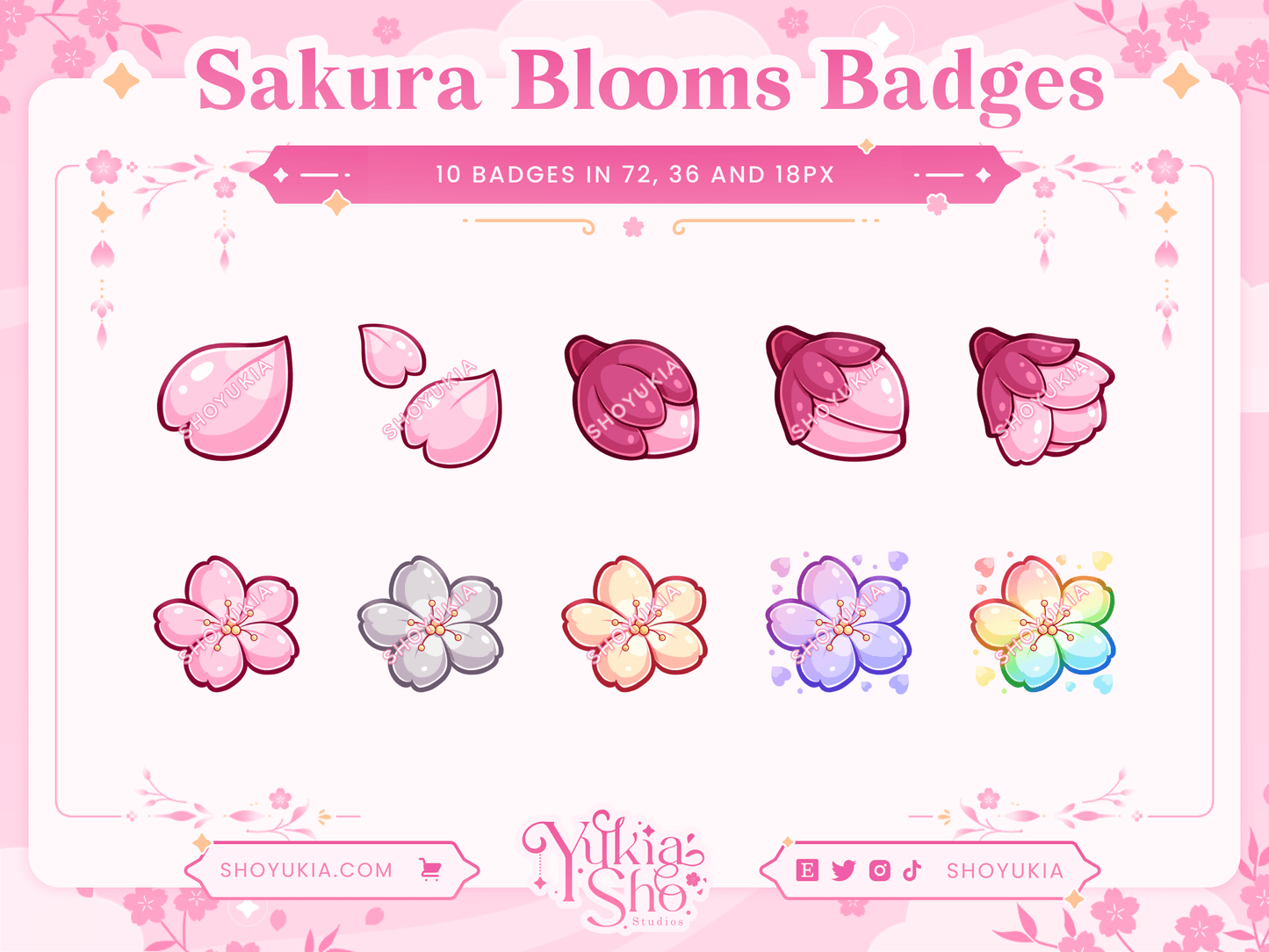 Sakura Blooms Sub Badges - Yukia Sho Studios