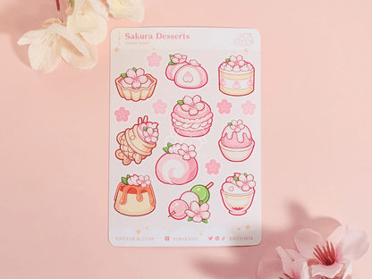Sakura Japanese Desserts Mini Sticker Sheet - Yukia Sho Studios