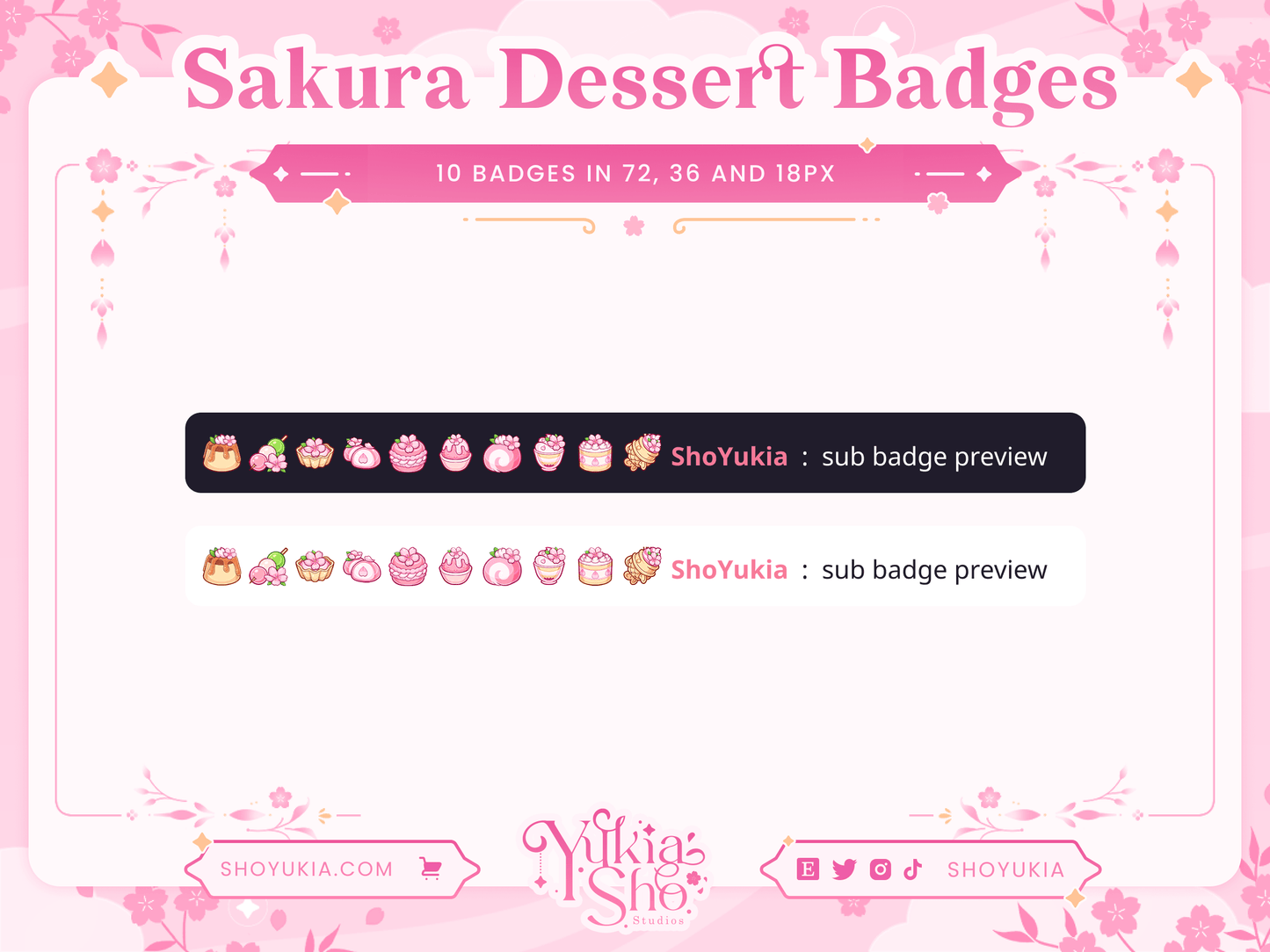 Sakura Japanese Desserts Sub Badges - Yukia Sho Studios