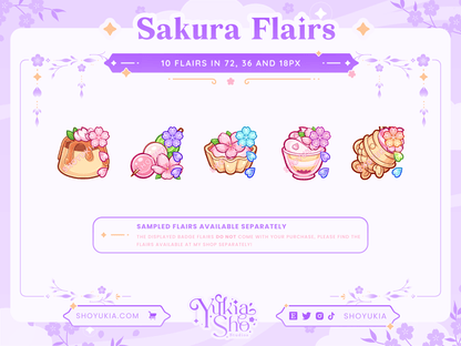 Sakura Japanese Desserts Sub Badges - Yukia Sho Studios