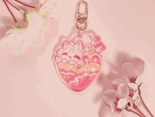 Shiro Kitsune Crepe 2.5" Acrylic Keychain Charm - Yukia Sho Studios Ltd.