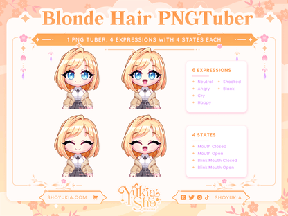Short Blonde Hair Chibi PNGTuber - Yukia Sho Studios