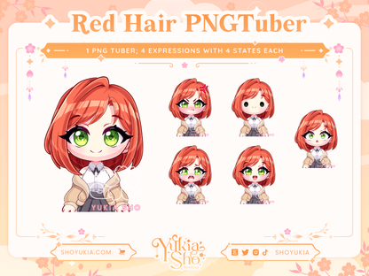 Short Red Hair Chibi PNGTuber - Yukia Sho Studios
