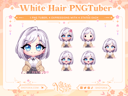 Short White Hair Chibi PNGTuber - Yukia Sho Studios
