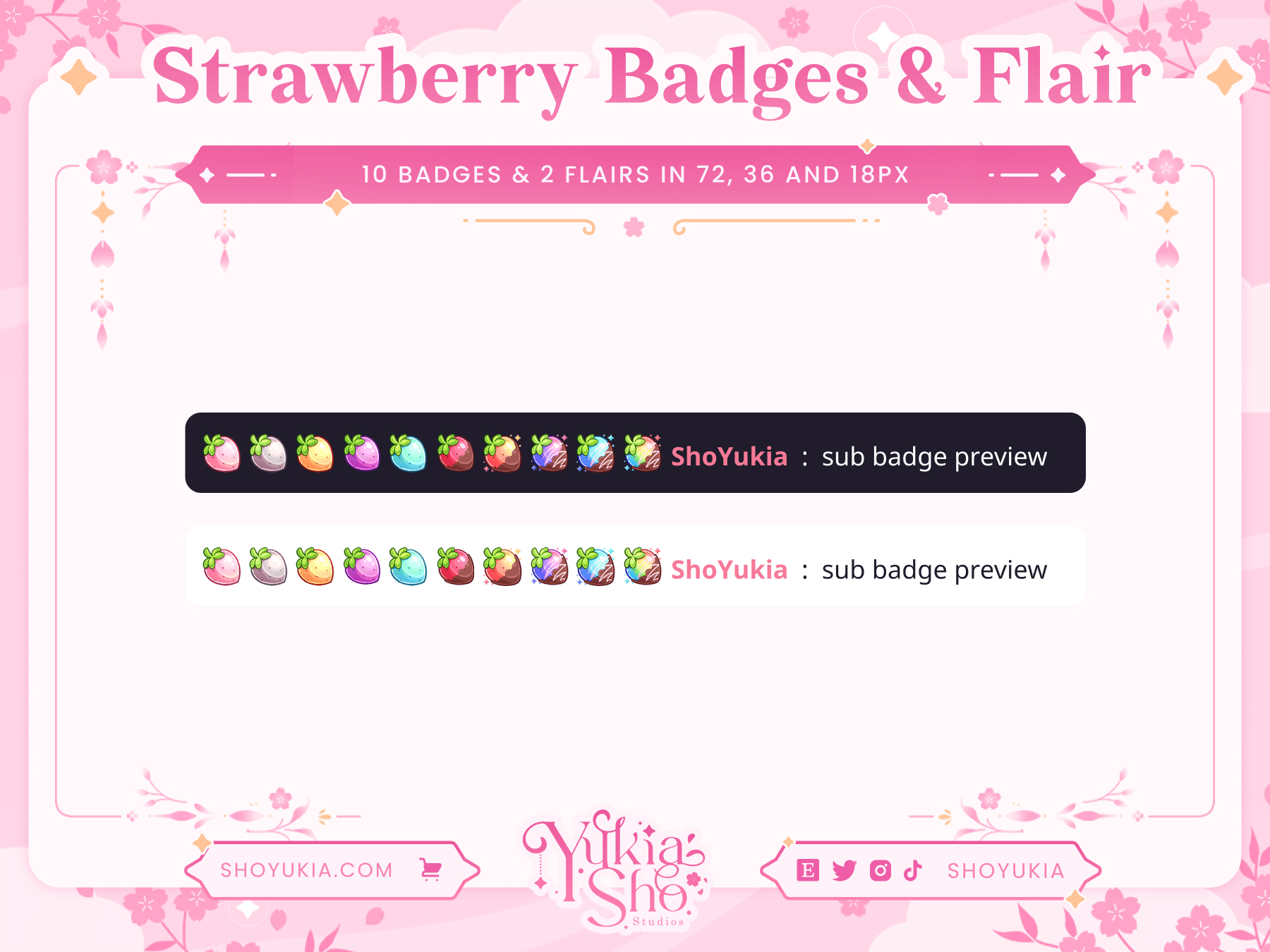 Strawberry Sub Badges & Flair - Yukia Sho Studios