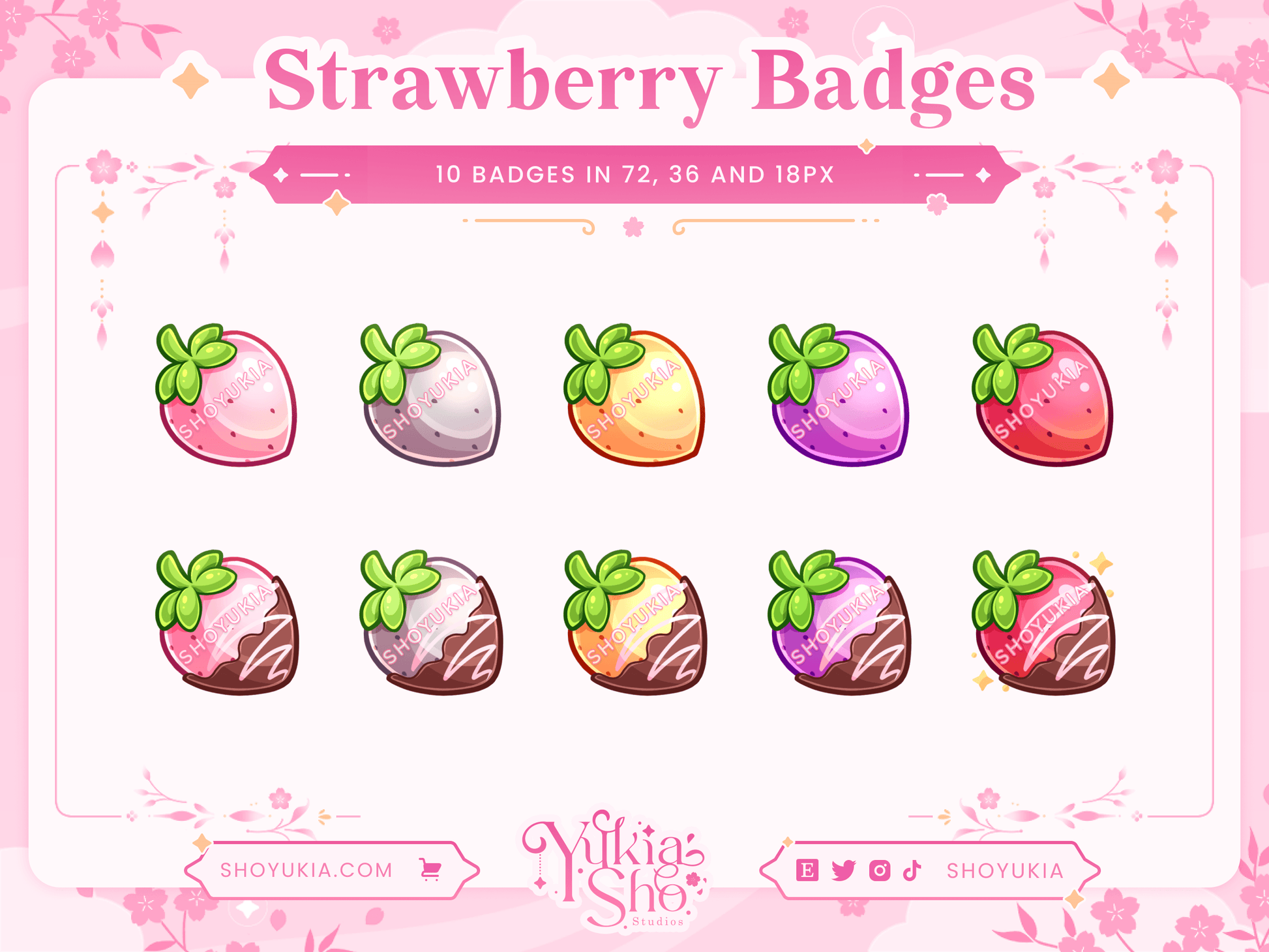 Strawberry Sub Badges - Yukia Sho Studios