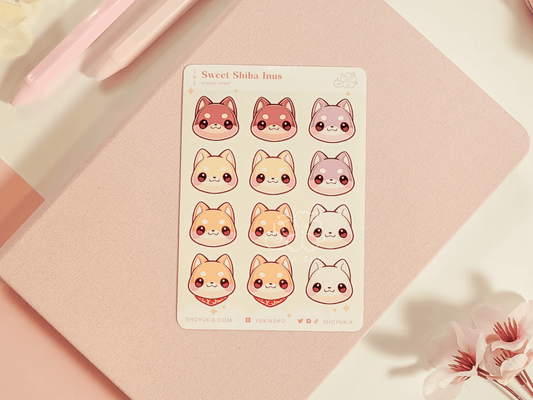 Sweet Shiba Inus Mini Sticker Sheet - Yukia Sho Studios Ltd.