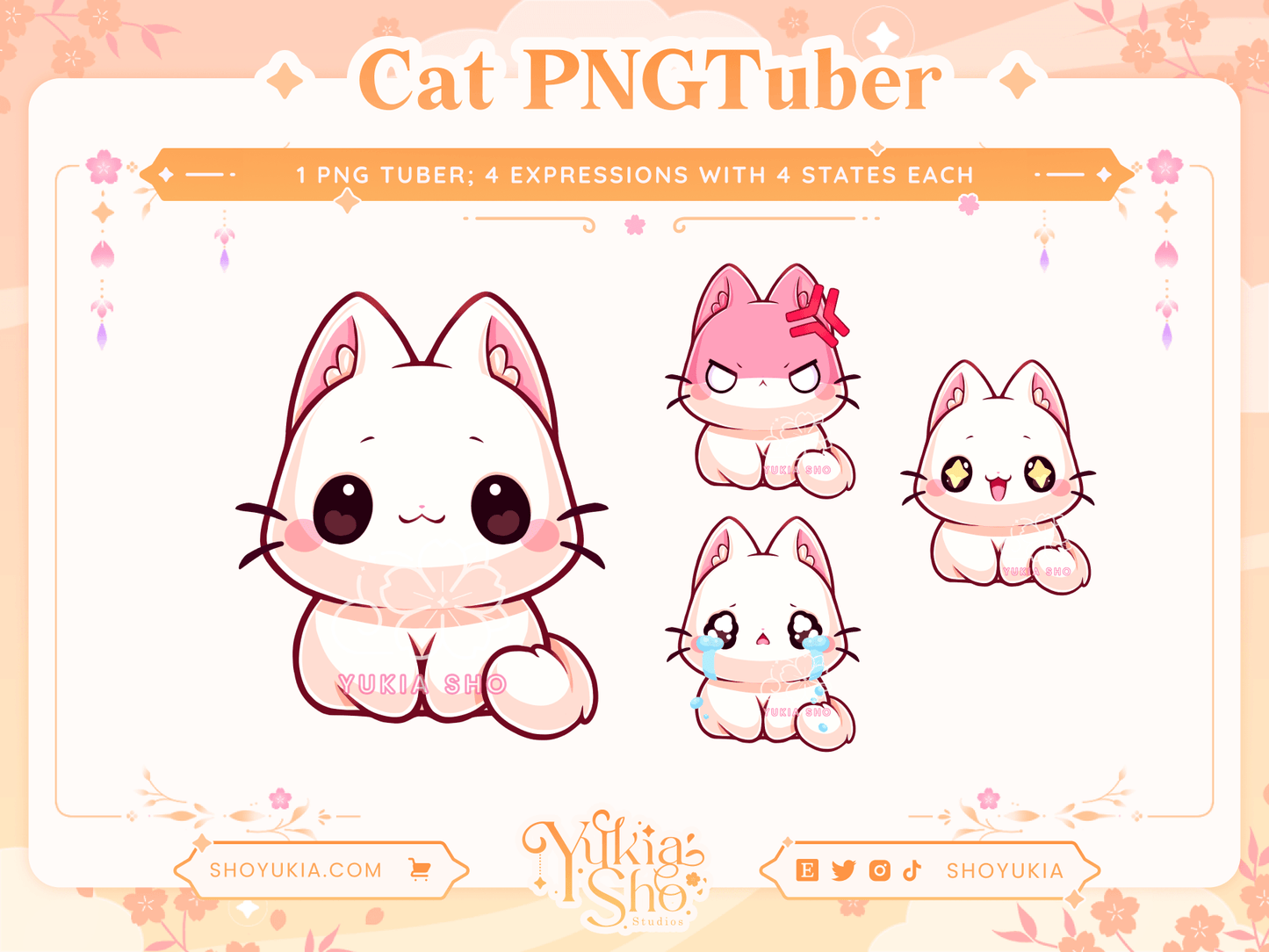 White Cat Chibi PNGTuber - Yukia Sho Studios