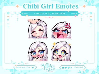 White Hair Chibi Emotes (Set 2) - Yukia Sho Studios