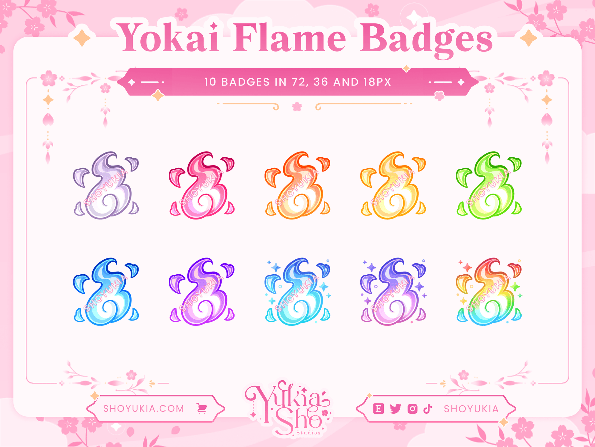 Yokai Flame Sub Badges - Yukia Sho Studios