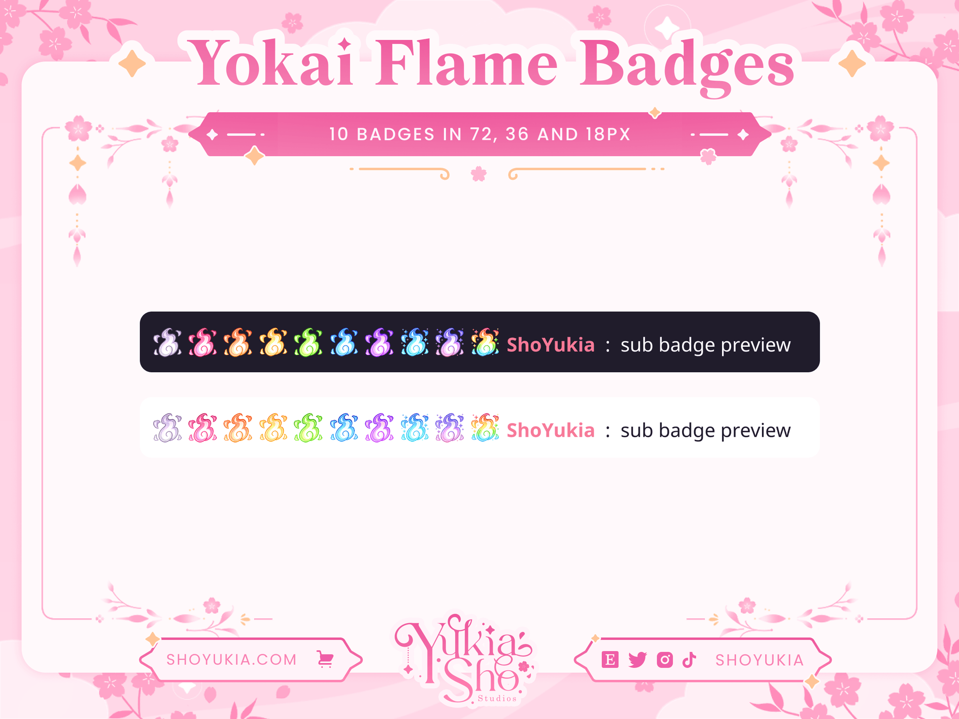 Yokai Flame Sub Badges - Yukia Sho Studios